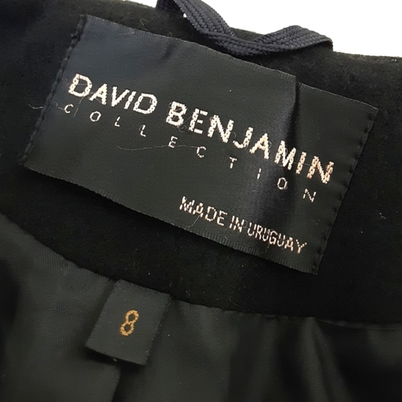 VTG DAVID BENJAMIN Double Breast 100% Wool Wide Suede Trim Collar Coat - Picture 10 of 12